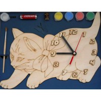 Часы с циферблатом под роспись Кошка